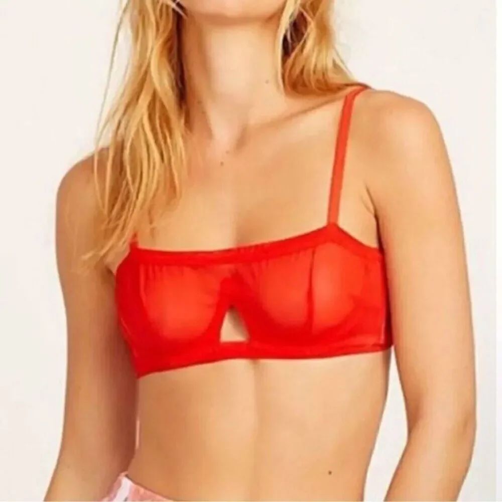 We Are HAH Mesh Underwire Bra in Blood Orange